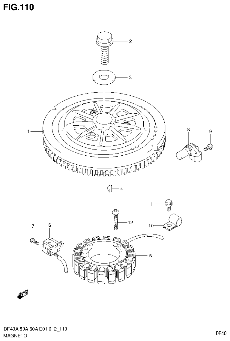 Suzuki DF40AST, DF50A, DF50ATH MAGNETO parts diagram